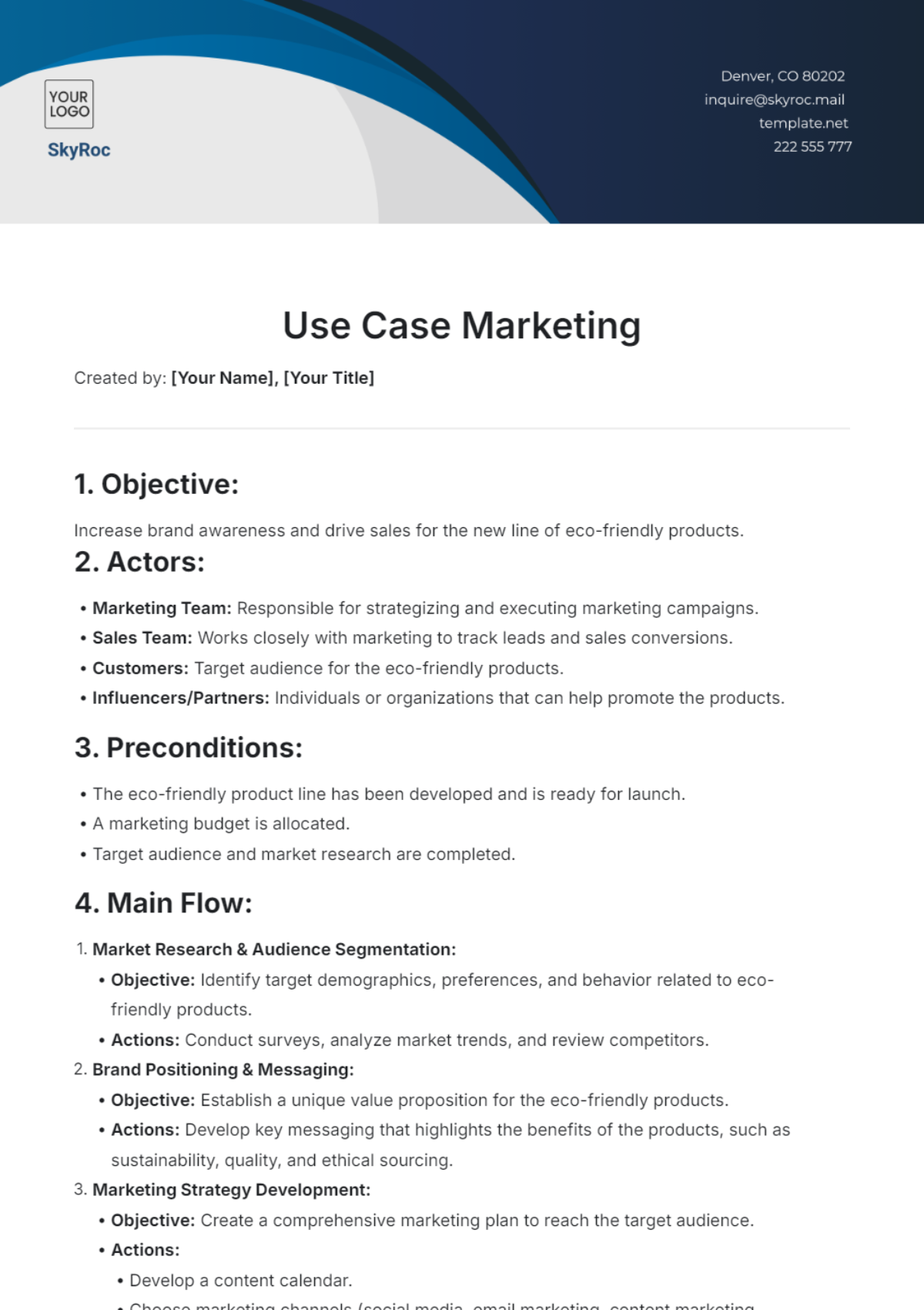 Use Case Marketing Template - Edit Online & Download