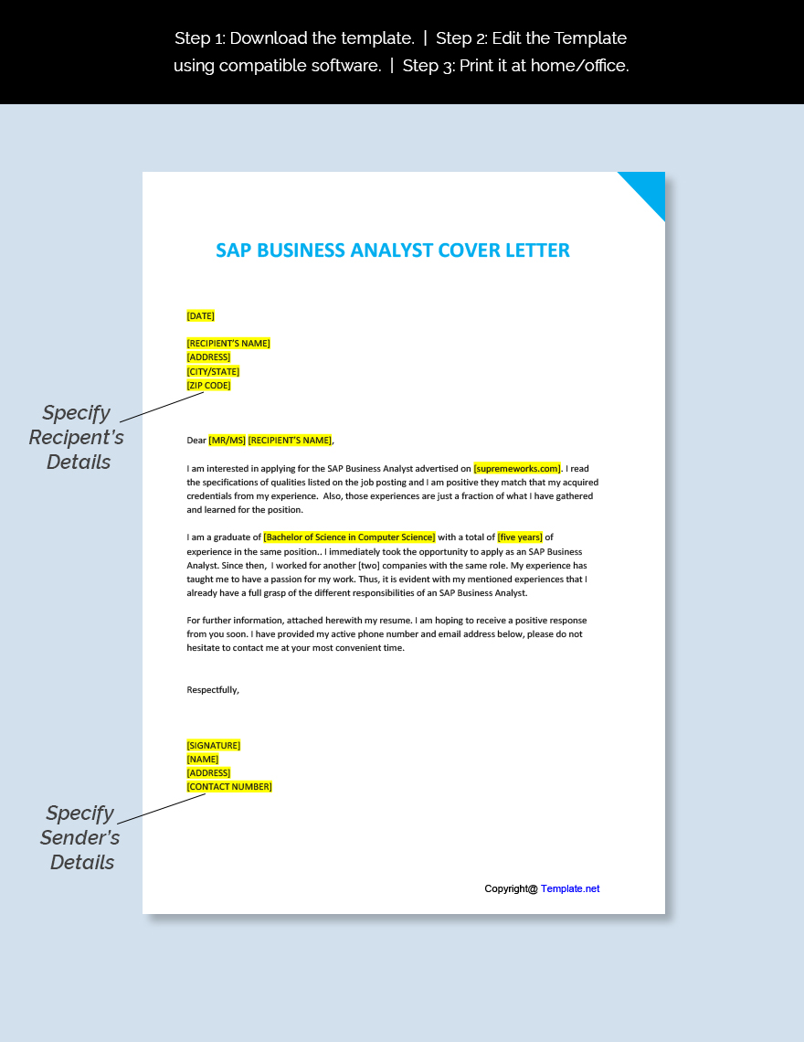 SAP Business Analyst Cover Letter