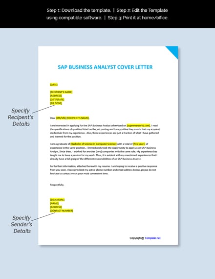 SAP Business Analyst Cover Letter Template - Google Docs, Word ...
