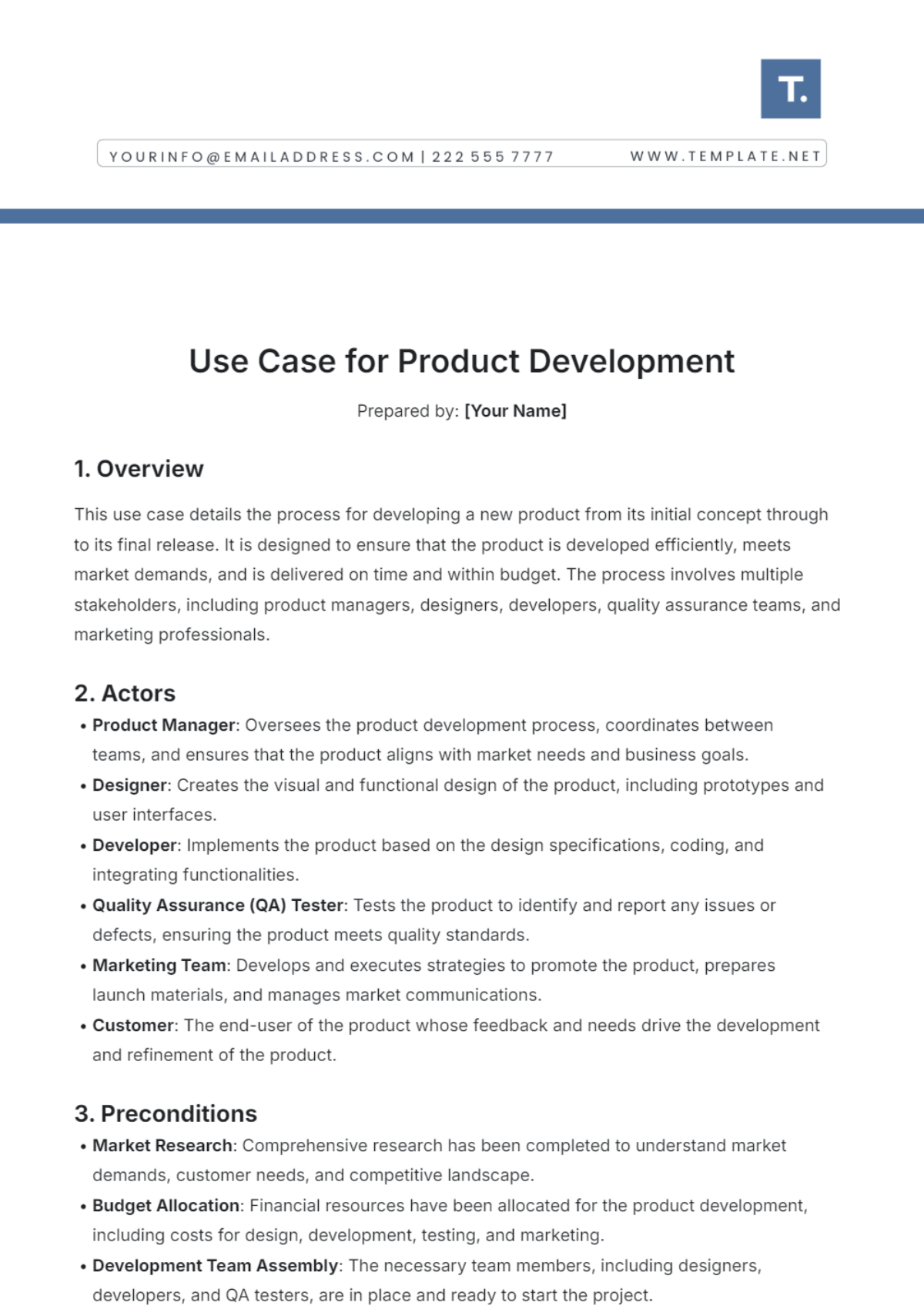 Use Case for Product Development Template - Edit Online & Download