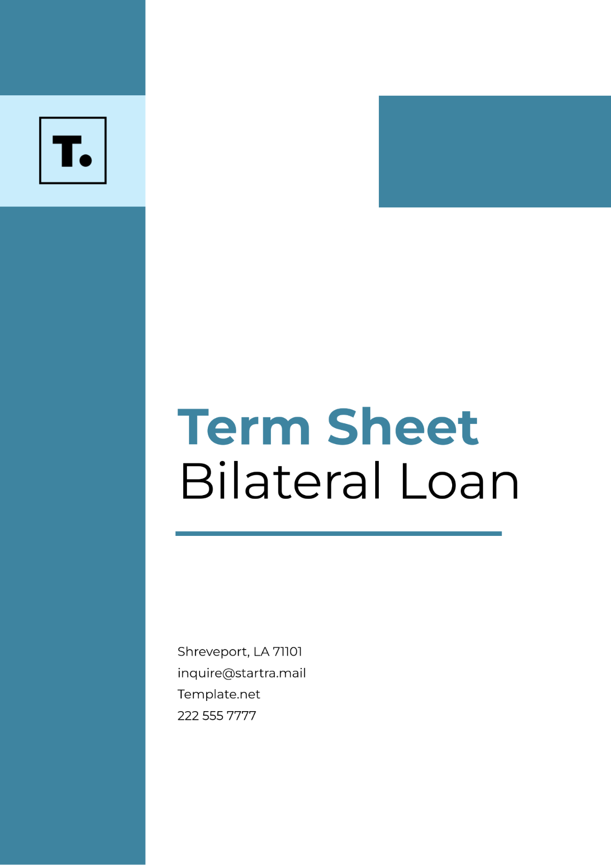 Term Sheet Bilateral Loan Template - Edit Online & Download