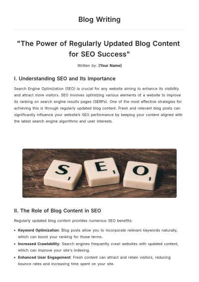 Free Blog Writing Template to Edit Online