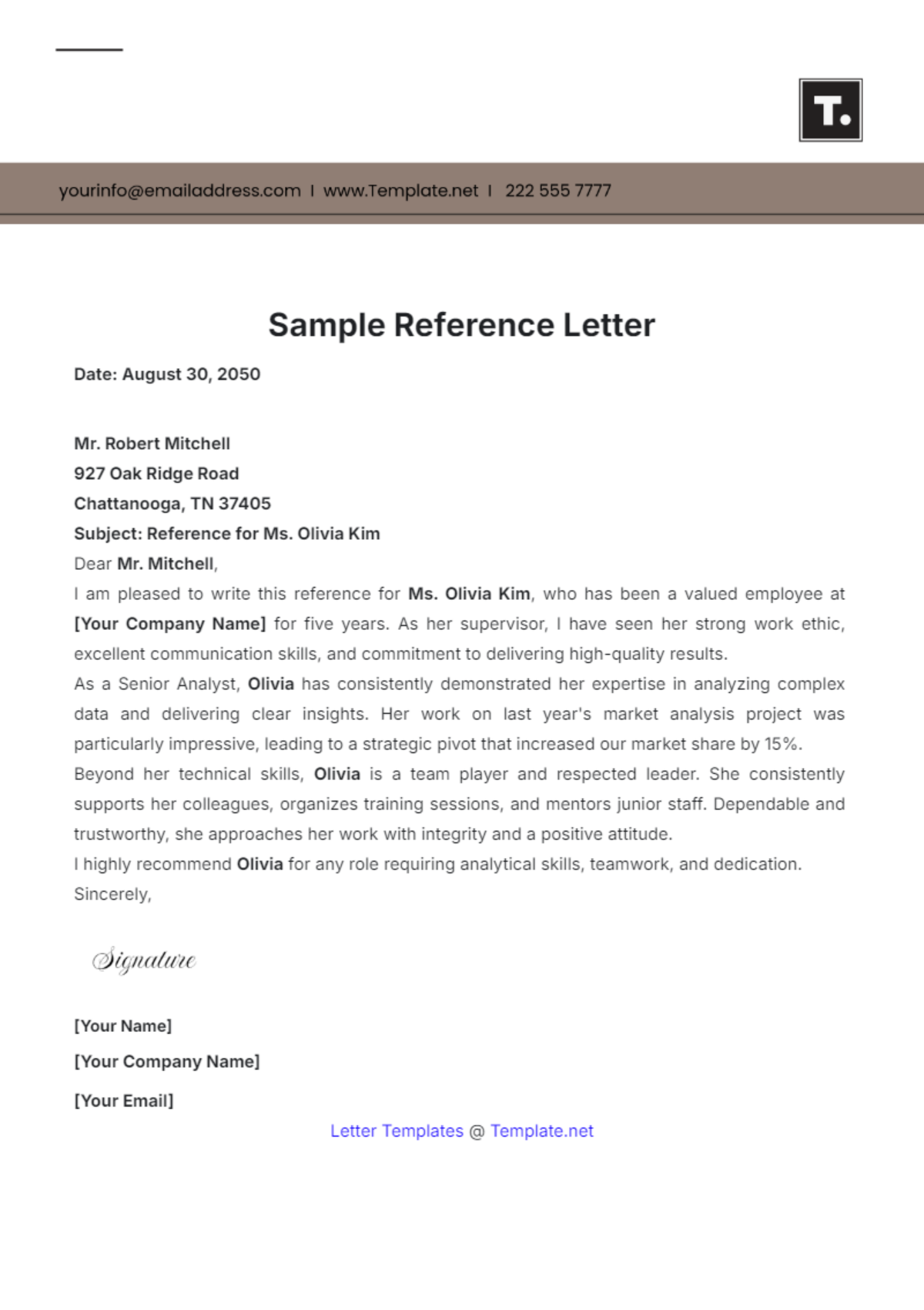 Sample Reference Letter Template - Edit Online & Download