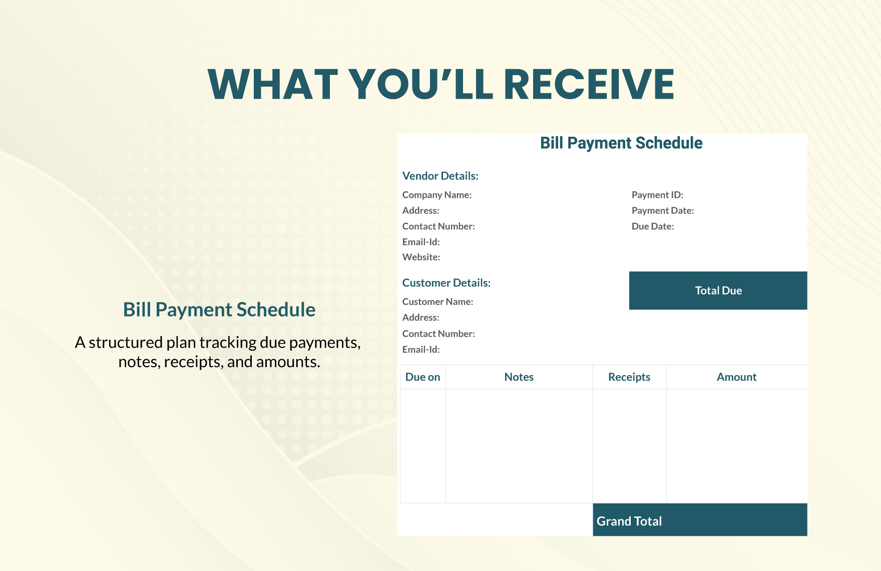 Bill Payment Schedule Template