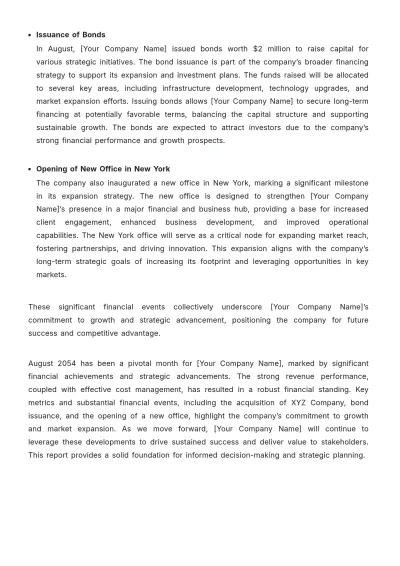 Free Finance Monthly Report Template to Edit Online