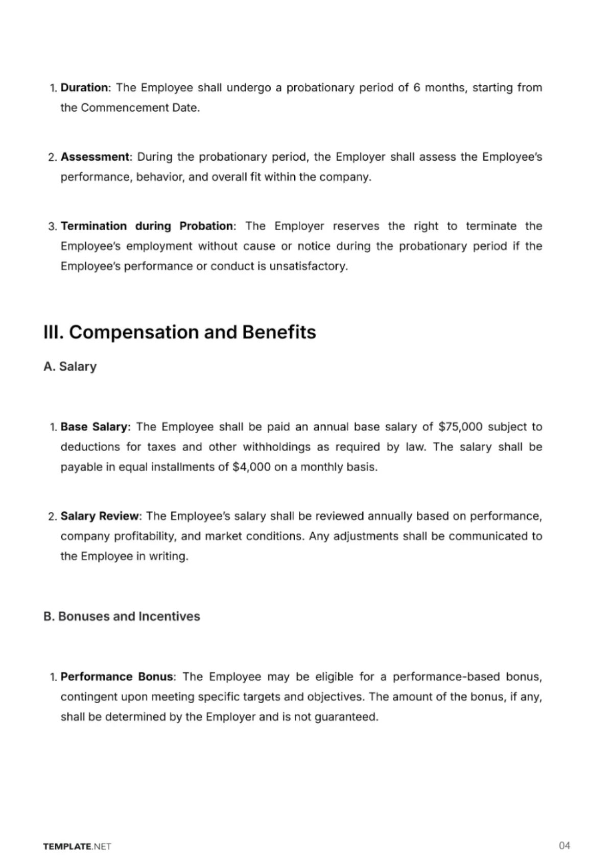 Free HR Employment Contract Template to Edit Online