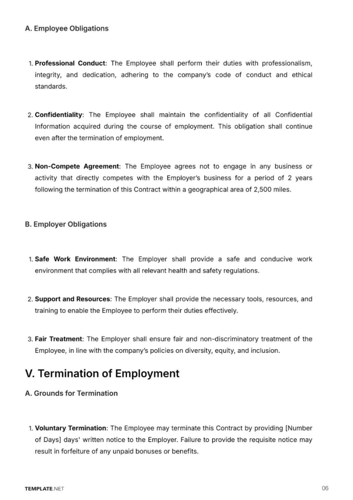Free HR Employment Contract Template to Edit Online