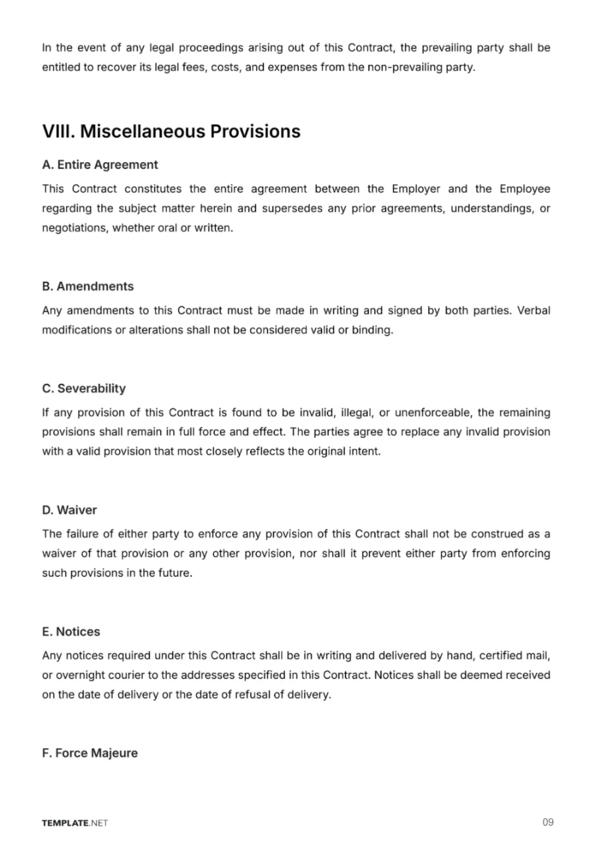 Free HR Employment Contract Template to Edit Online