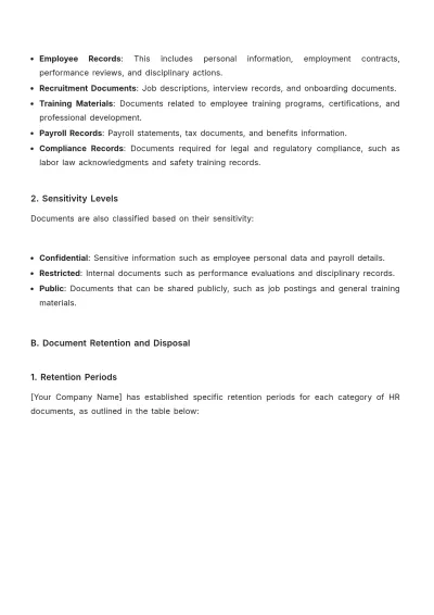 Free HR Document Management Template to Edit Online