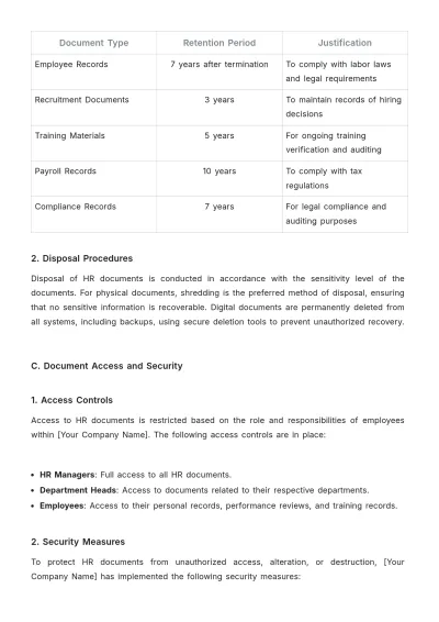 Free HR Document Management Template to Edit Online