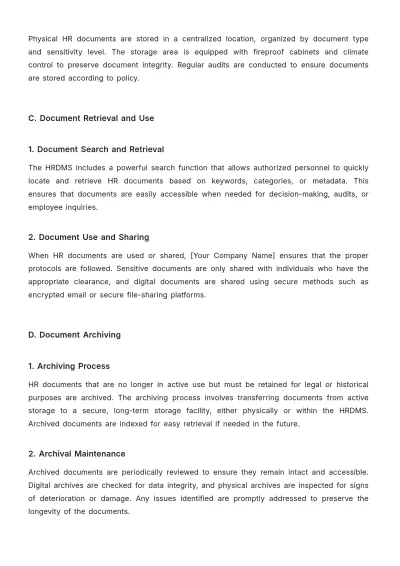 Free HR Document Management Template to Edit Online