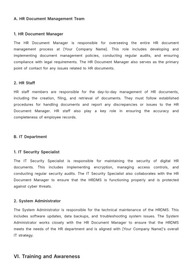 Free HR Document Management Template to Edit Online