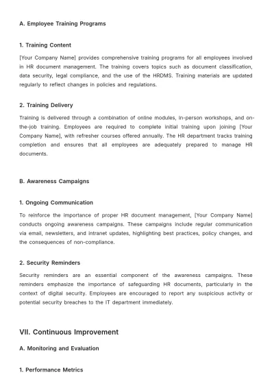 Free HR Document Management Template to Edit Online