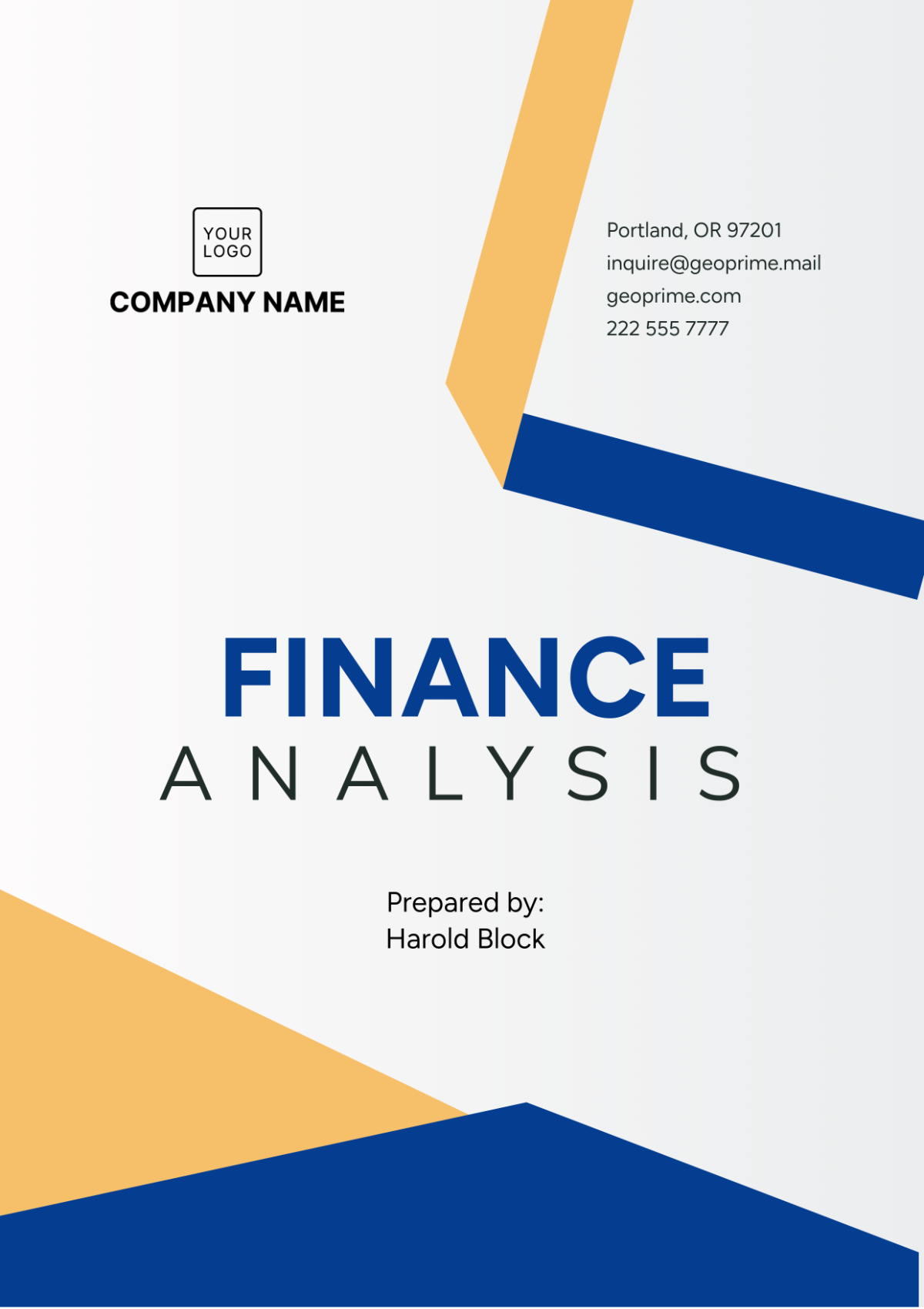 Free Finance Analysis Template