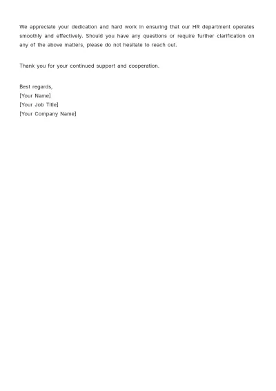 Free HR Employee Email Template to Edit Online
