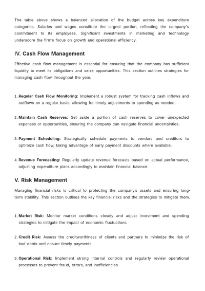 Free Finance Expenditure Plan Template to Edit Online