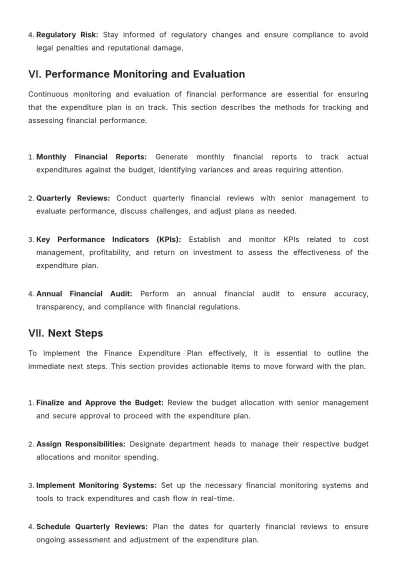 Free Finance Expenditure Plan Template to Edit Online