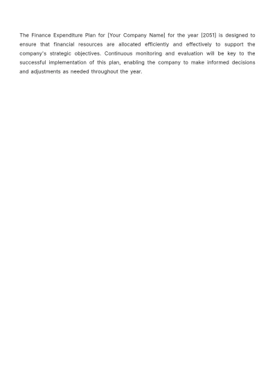 Free Finance Expenditure Plan Template to Edit Online