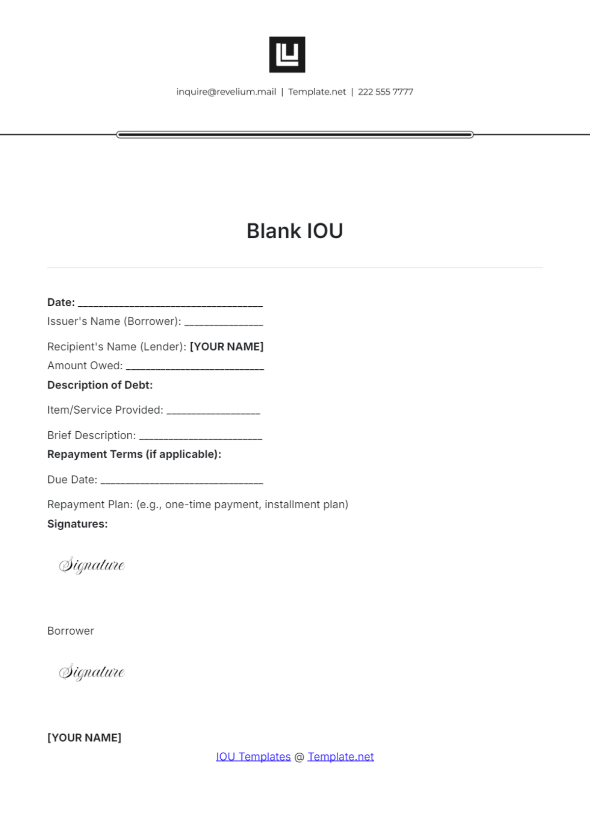 Blank IOU Template - Edit Online & Download