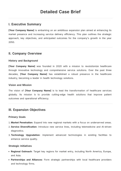 Free Detailed Case Brief Template to Edit Online