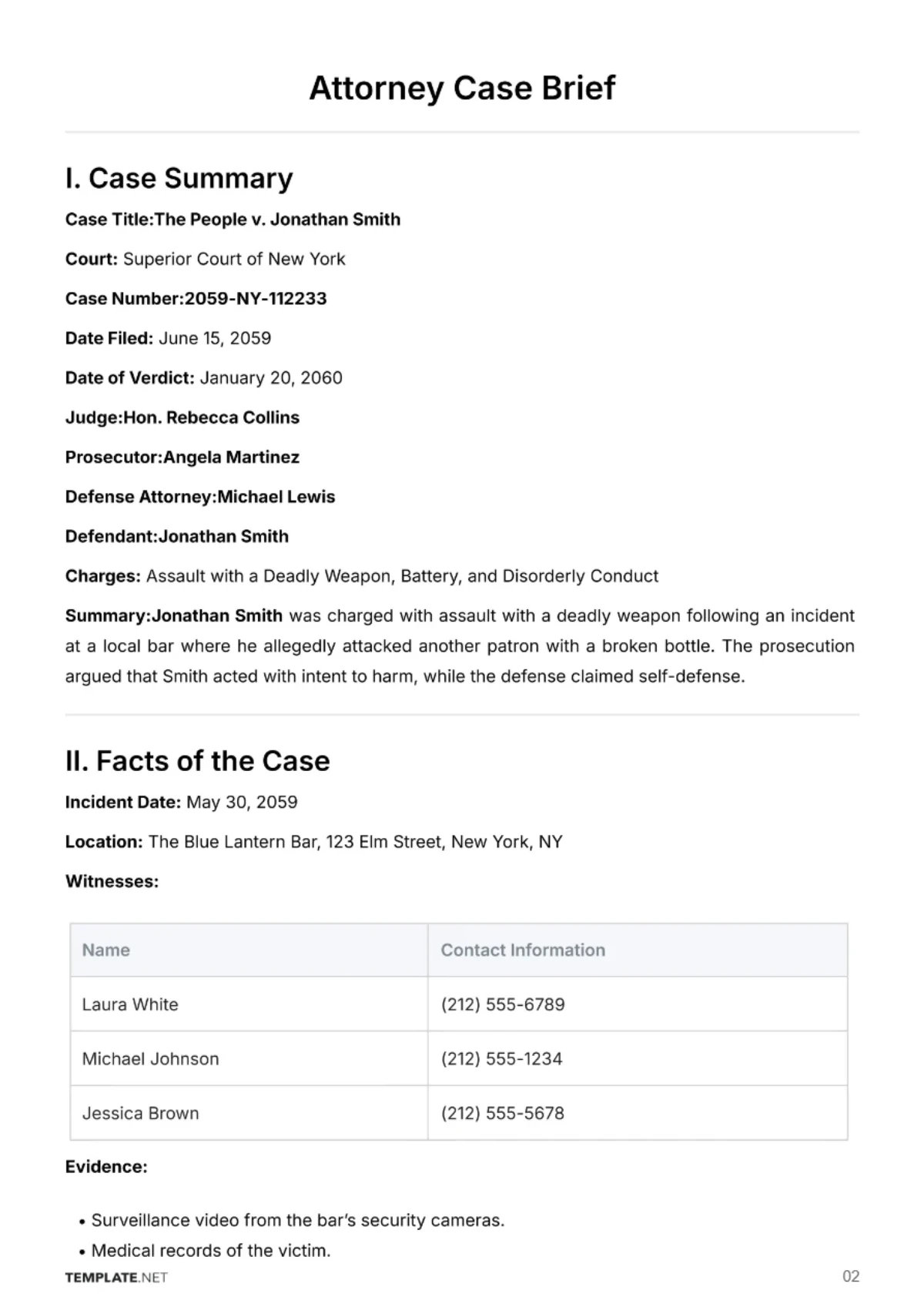 Free Attorney Case Brief Template to Edit Online