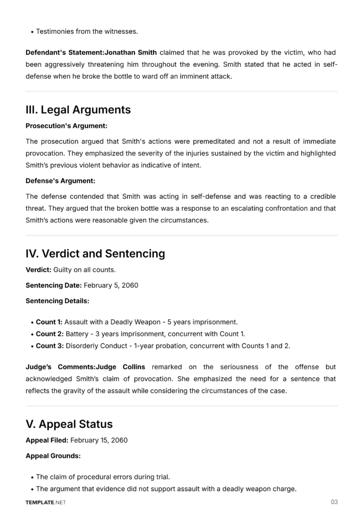 Free Attorney Case Brief Template to Edit Online
