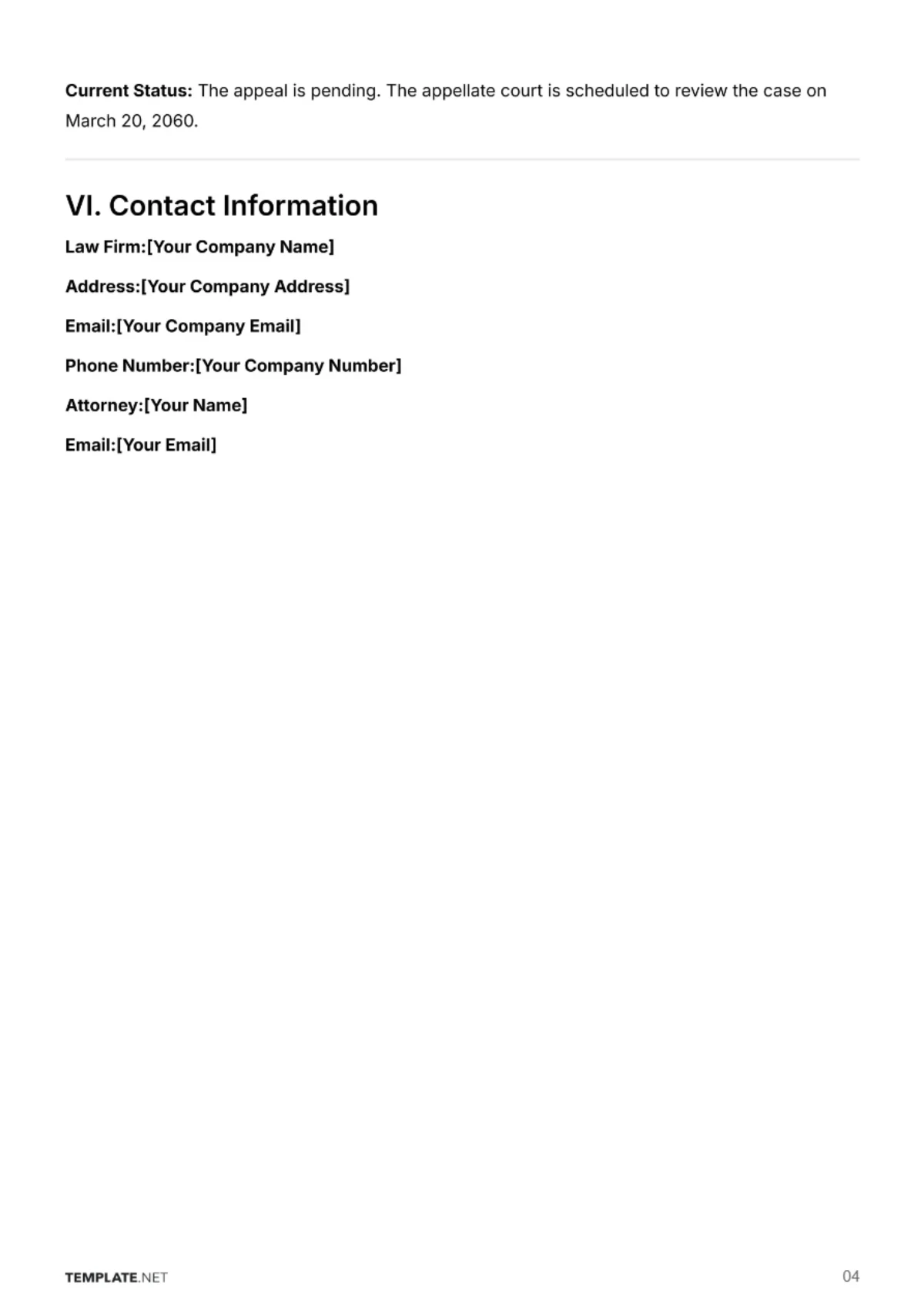 Free Attorney Case Brief Template to Edit Online