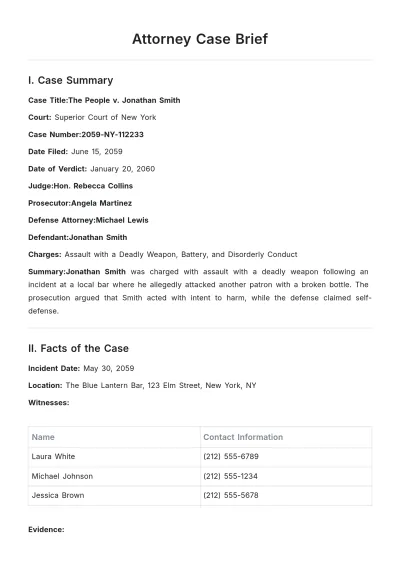 Free Attorney Case Brief Template to Edit Online