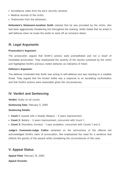 Free Attorney Case Brief Template to Edit Online