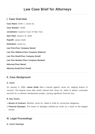 Free Law Case Brief for Attorneys Template to Edit Online