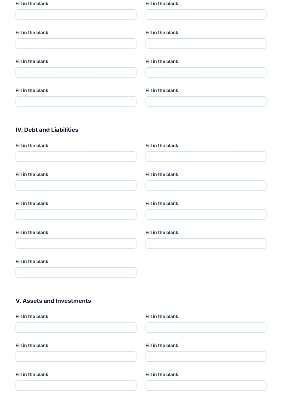 Free Finance Assessment Form Template & AI Maker Free Finance Assessment Form Template & AI Maker