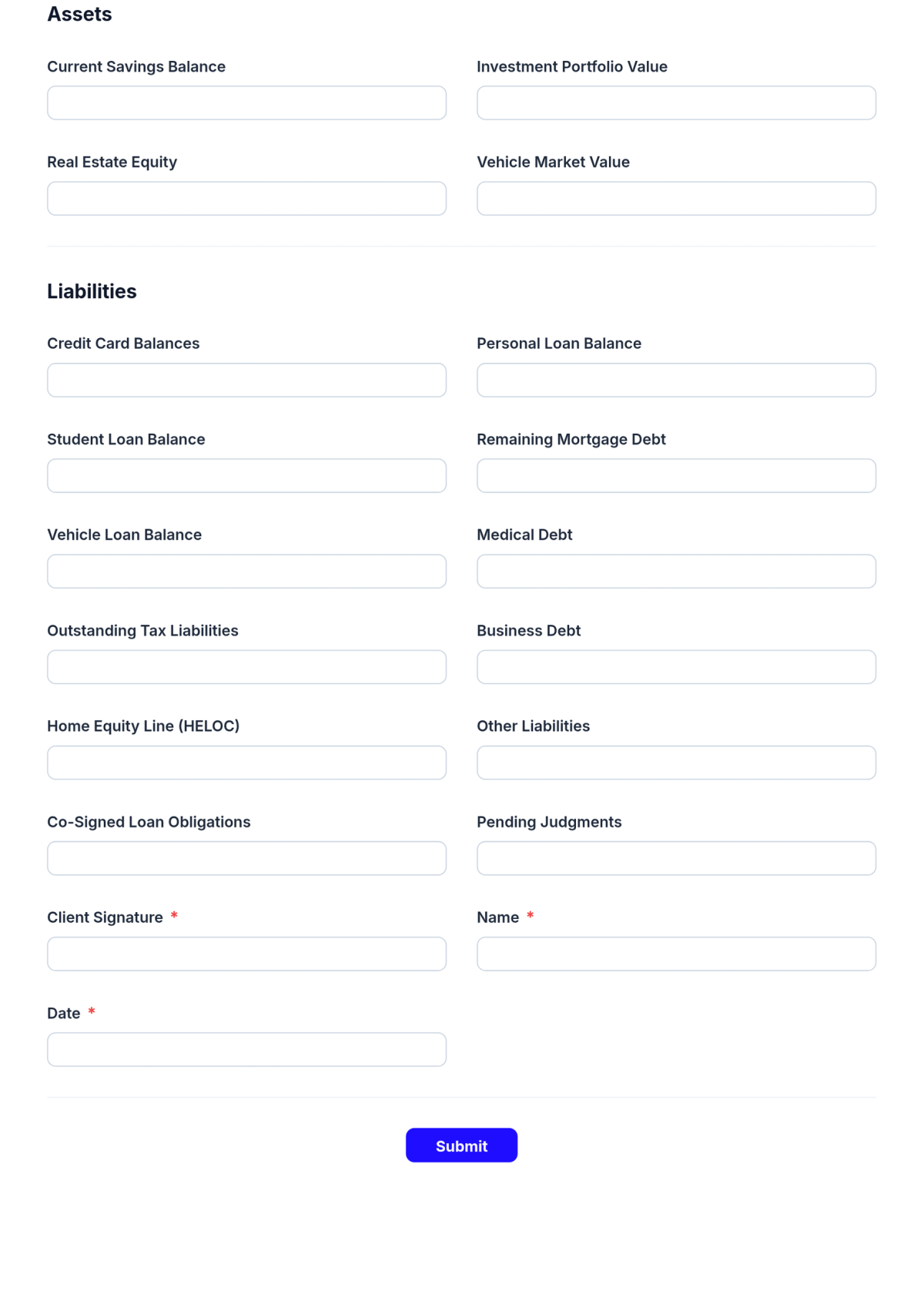 Free Finance Information Form Template & AI Maker Free Finance Information Form Template & AI Maker