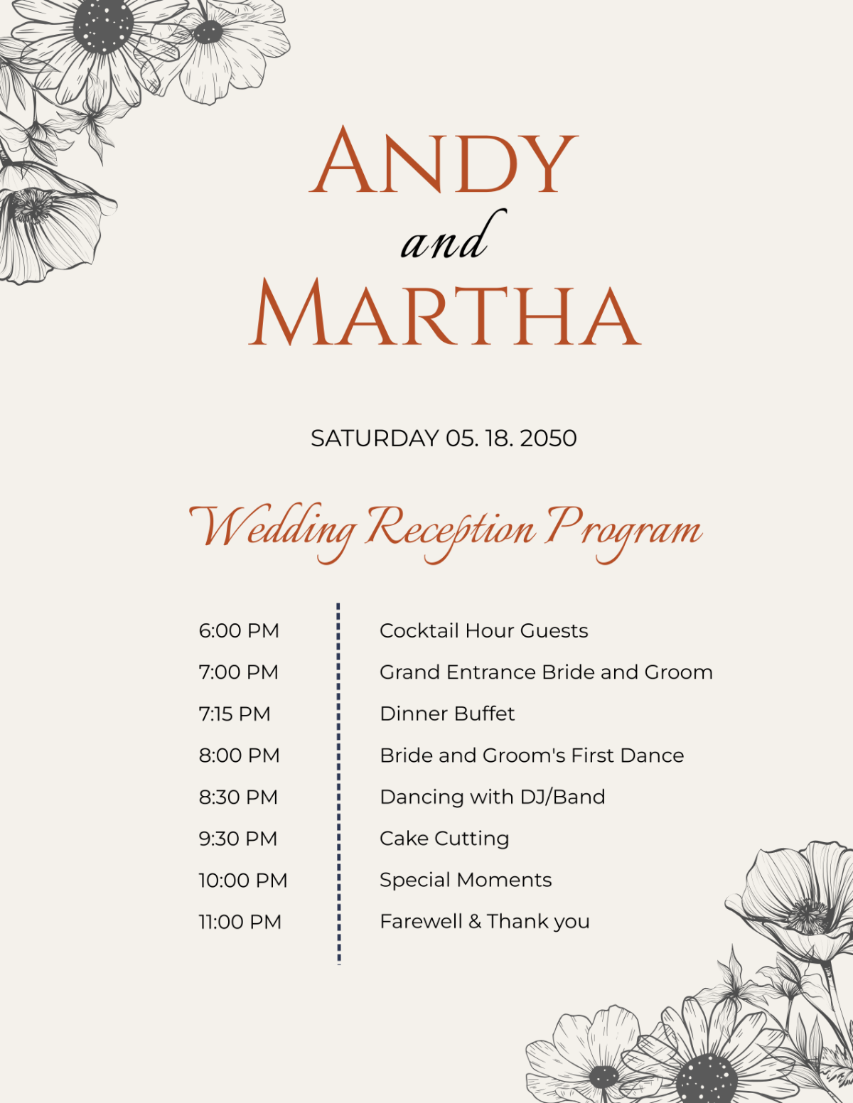 Reception Program Template - Edit Online & Download