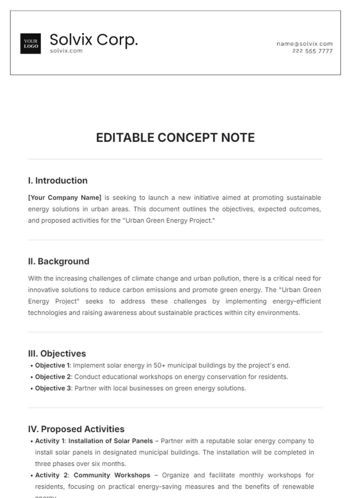 Editable Concept Note Template - Edit Online & Download