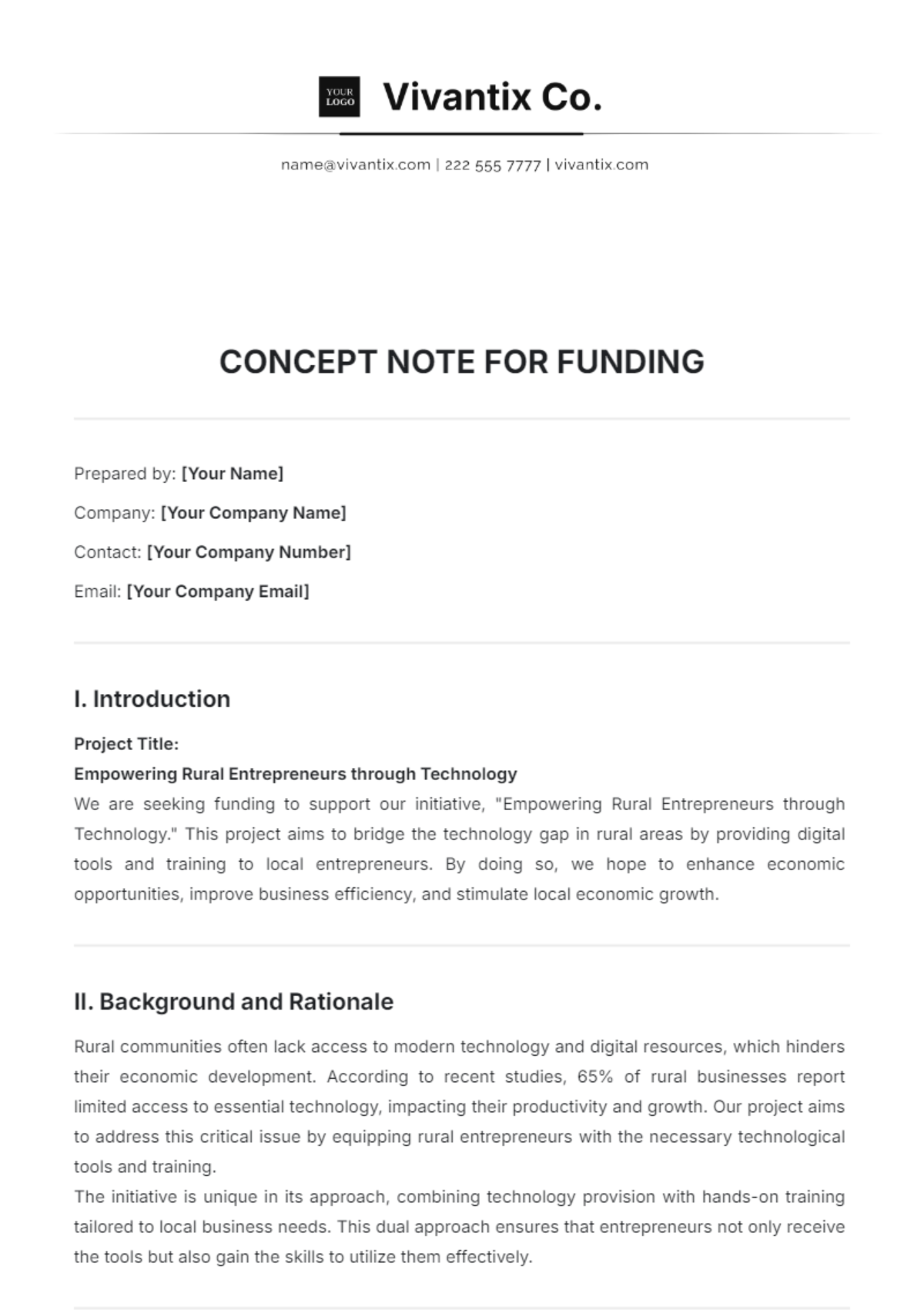 Concept Note for Funding Template - Edit Online & Download