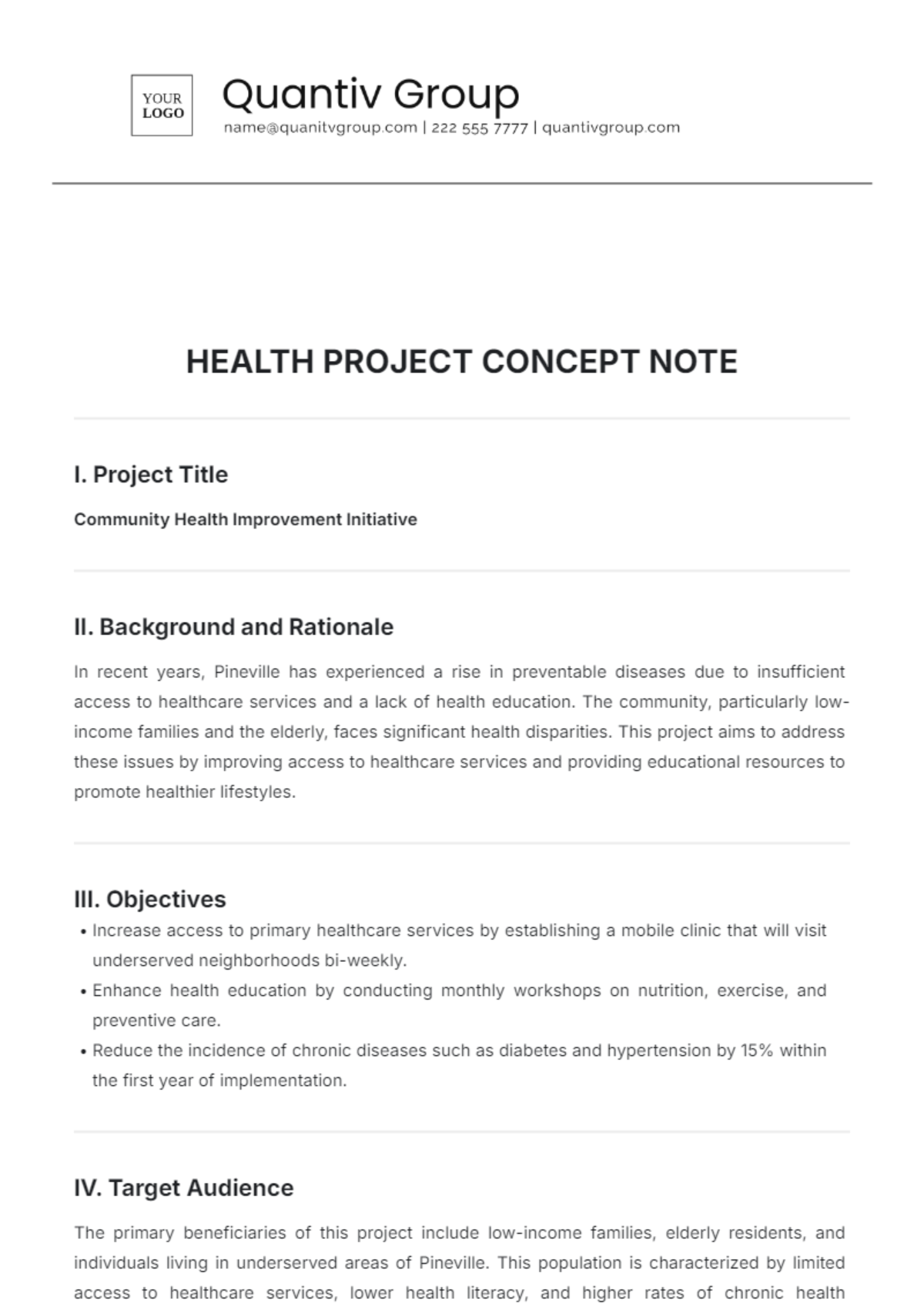 Health Project Concept Note Template - Edit Online & Download