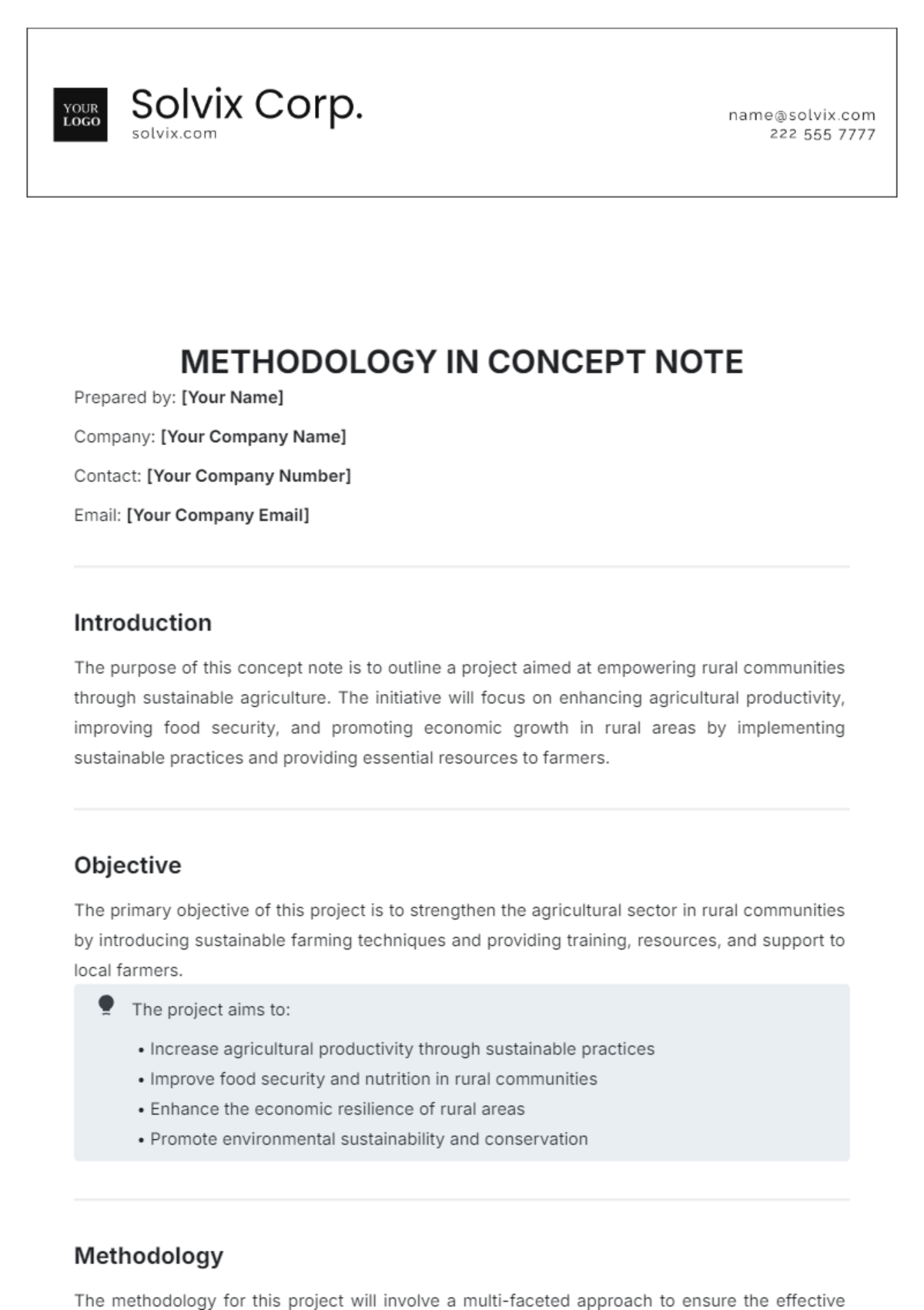 Methodology in Concept Note Template - Edit Online & Download