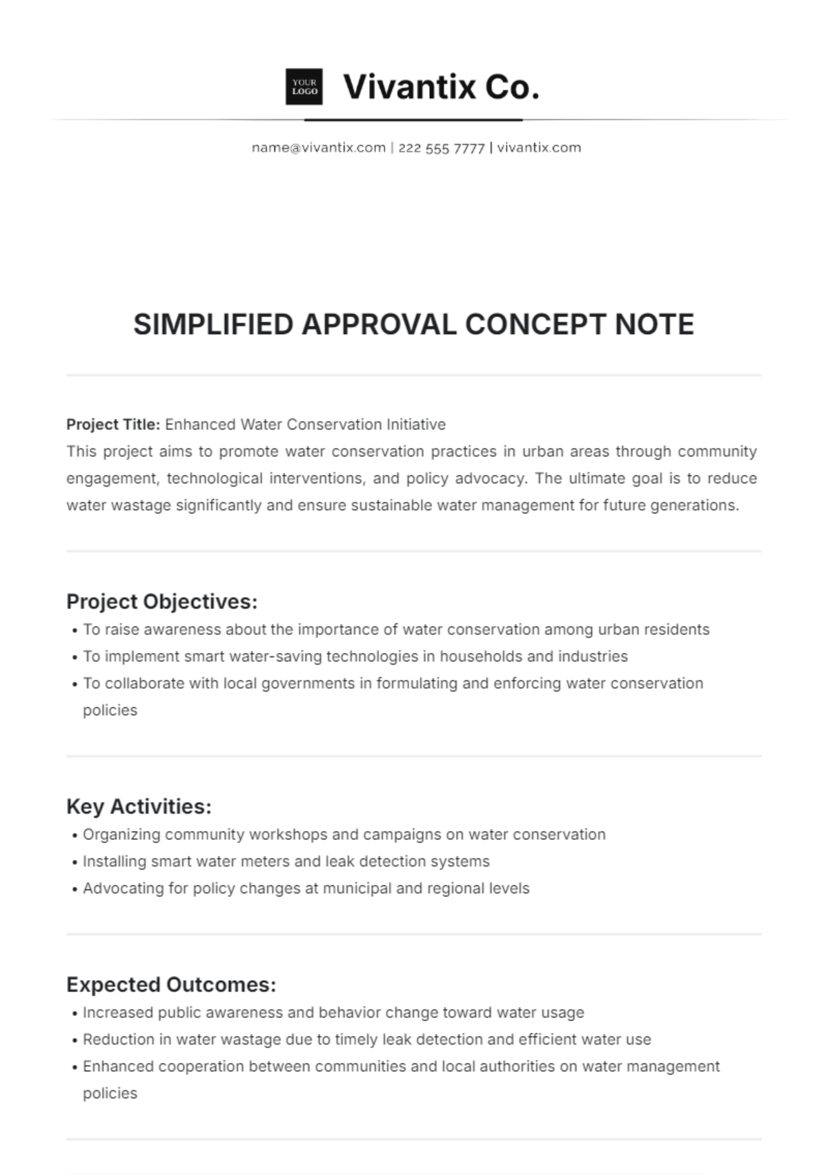 Simplified Approval Concept Note Template - Edit Online & Download