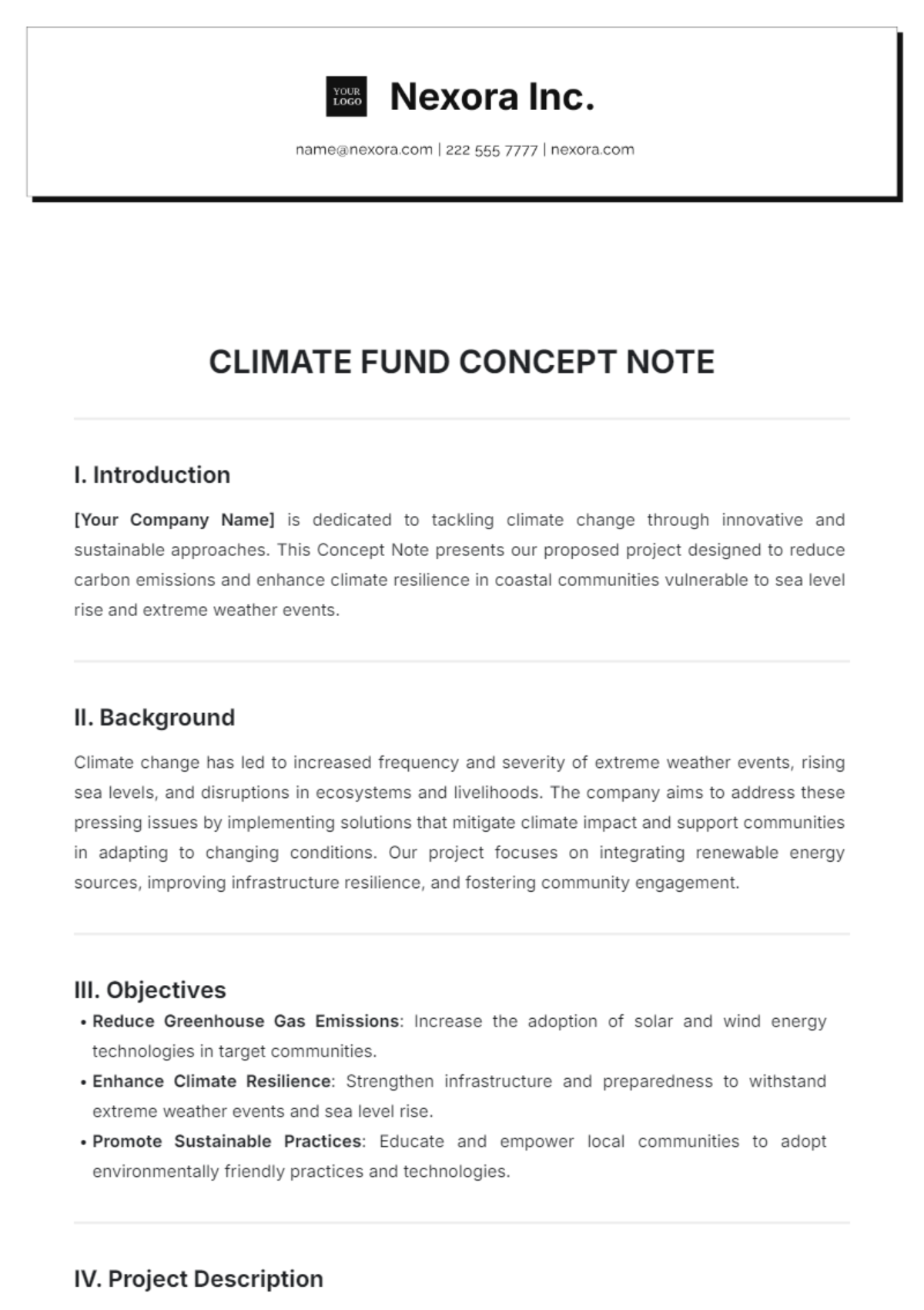 Climate Fund Concept Note Template - Edit Online & Download