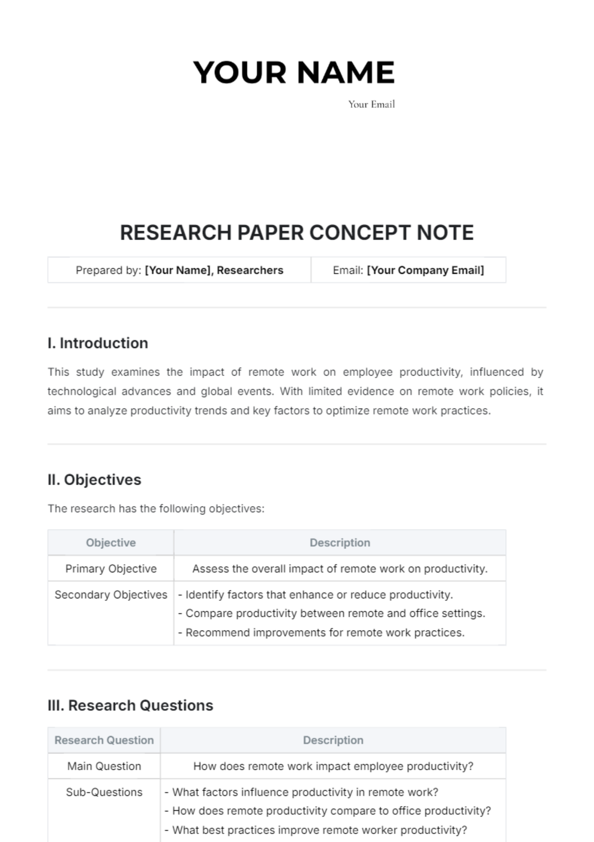 Research Paper Concept Note Template - Edit Online & Download