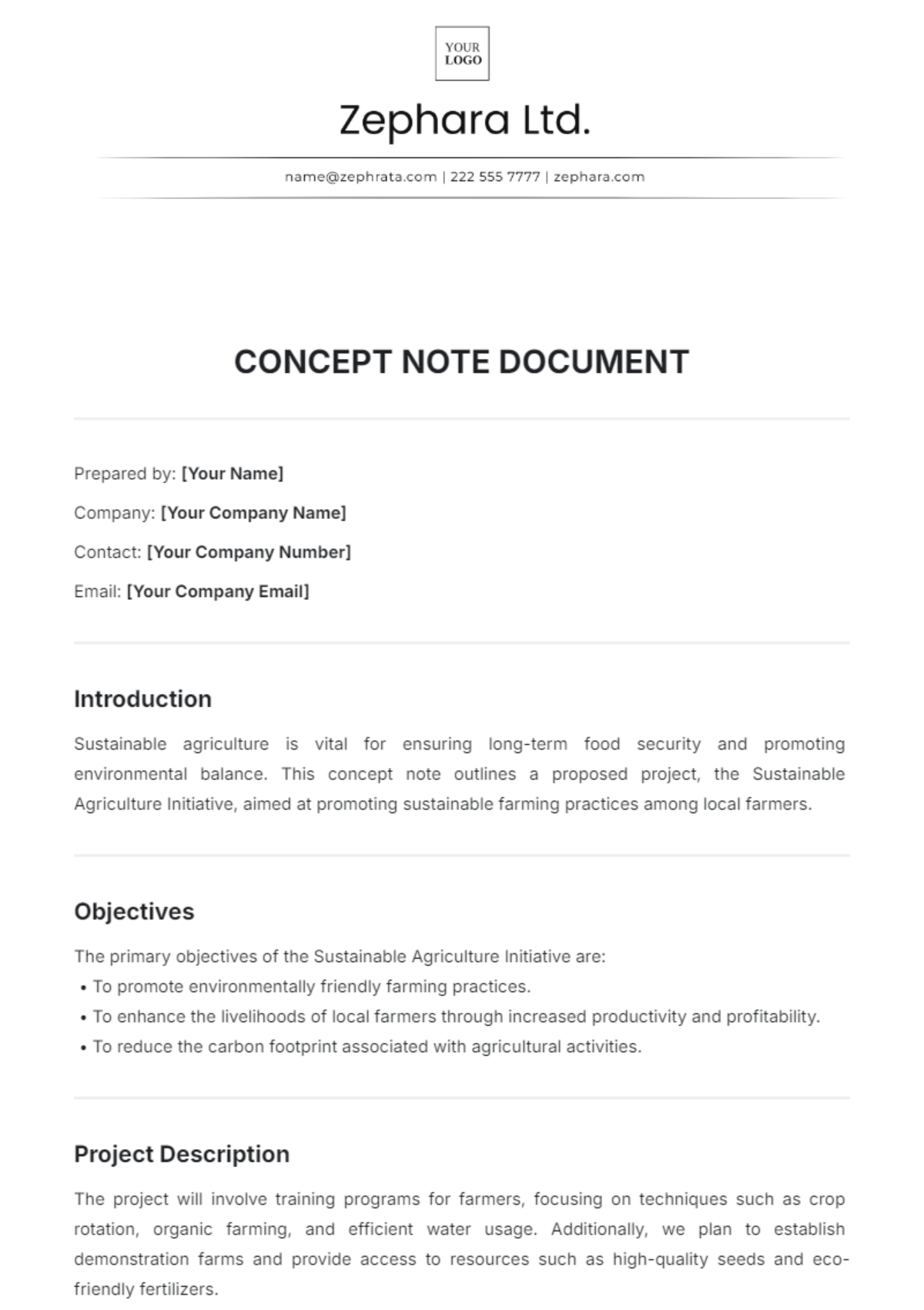 Concept Note Document Template - Edit Online & Download