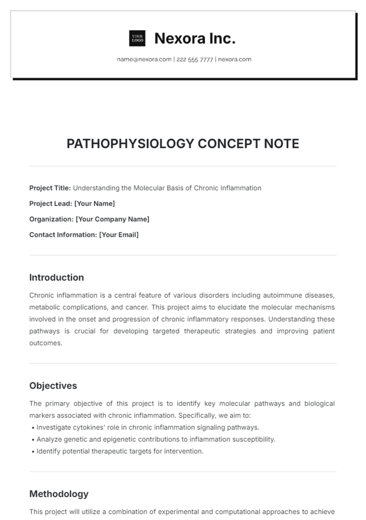 Pathophysiology Concept Note Template - Edit Online & Download