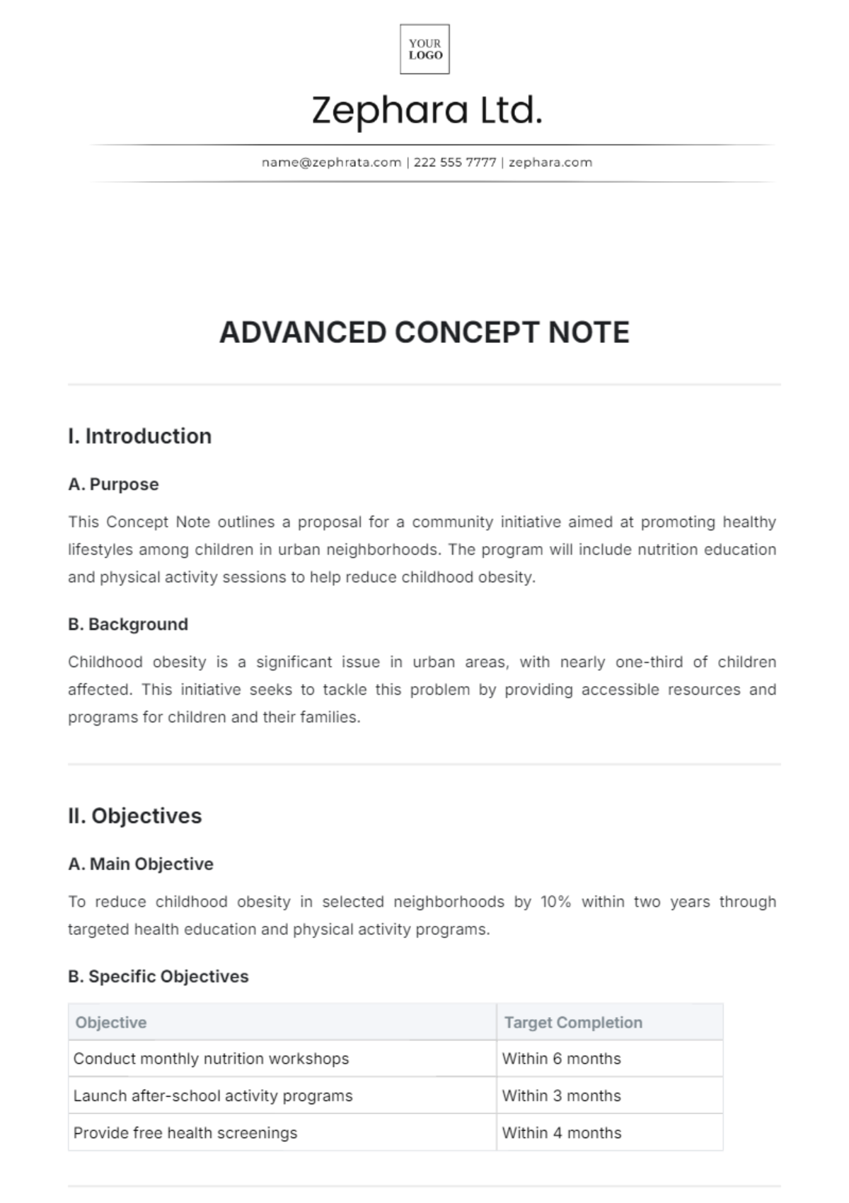 Advanced Concept Note Template - Edit Online & Download