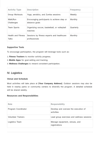 Free Physical Activity Concept Note Template to Edit Online