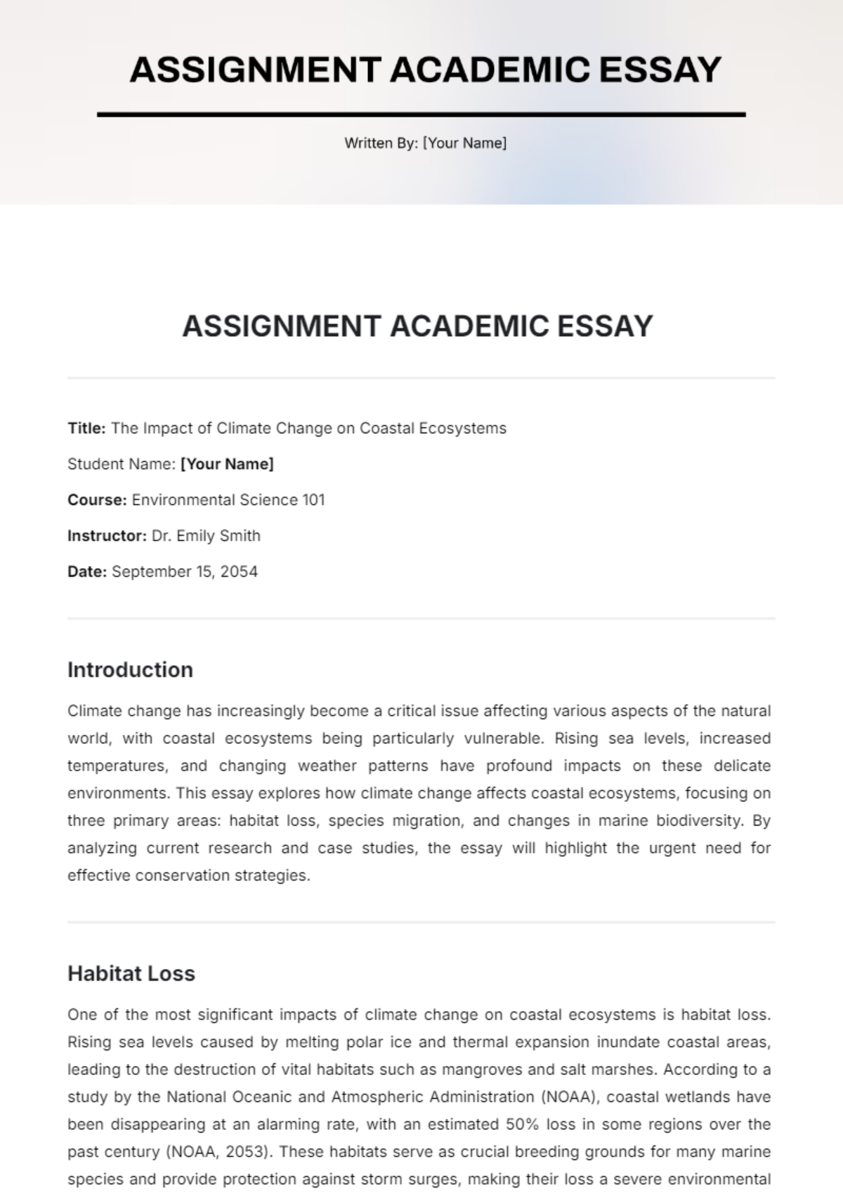 Assignment Academic Essay Template - Edit Online & Download