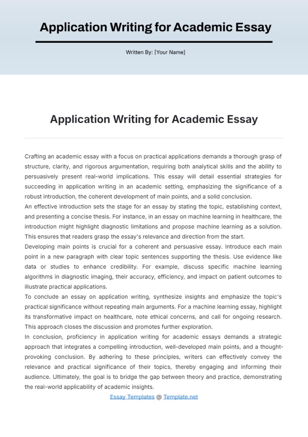 Application Writing for Academic Essay Template - Edit Online & Download