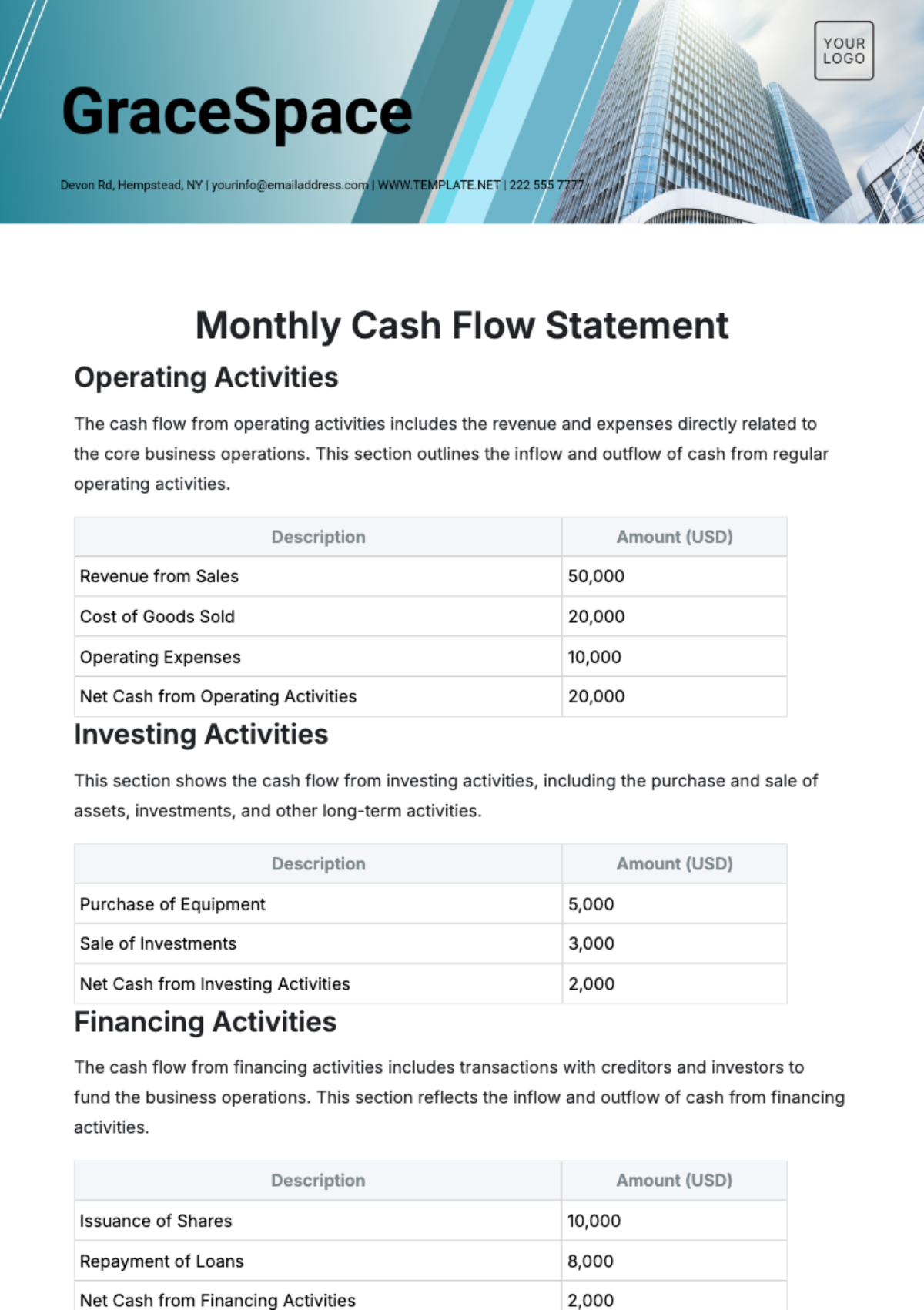 Monthly Cash Flow Statement Template - Edit Online & Download