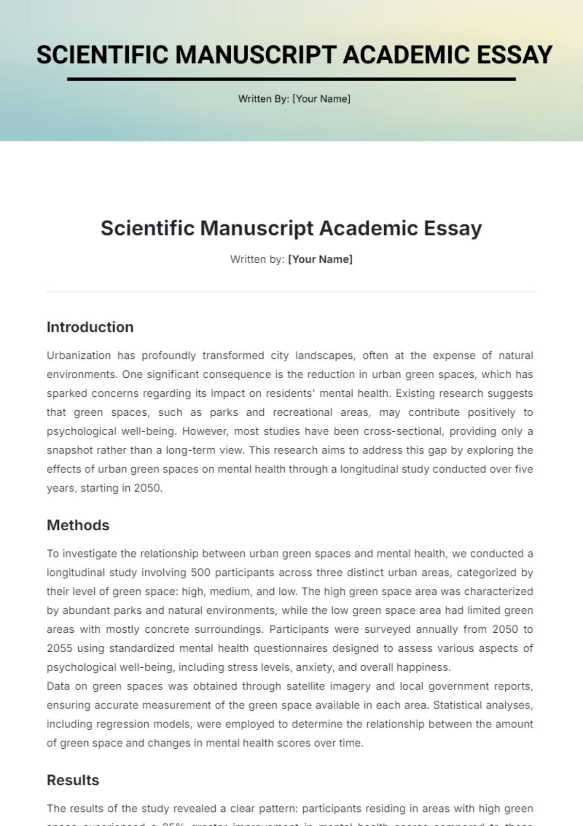 Scientific Manuscript Academic Essay Template - Edit Online & Download