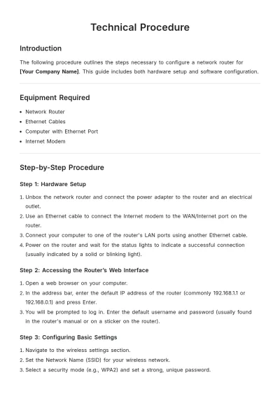 Free Technical Procedure Template to Edit Online