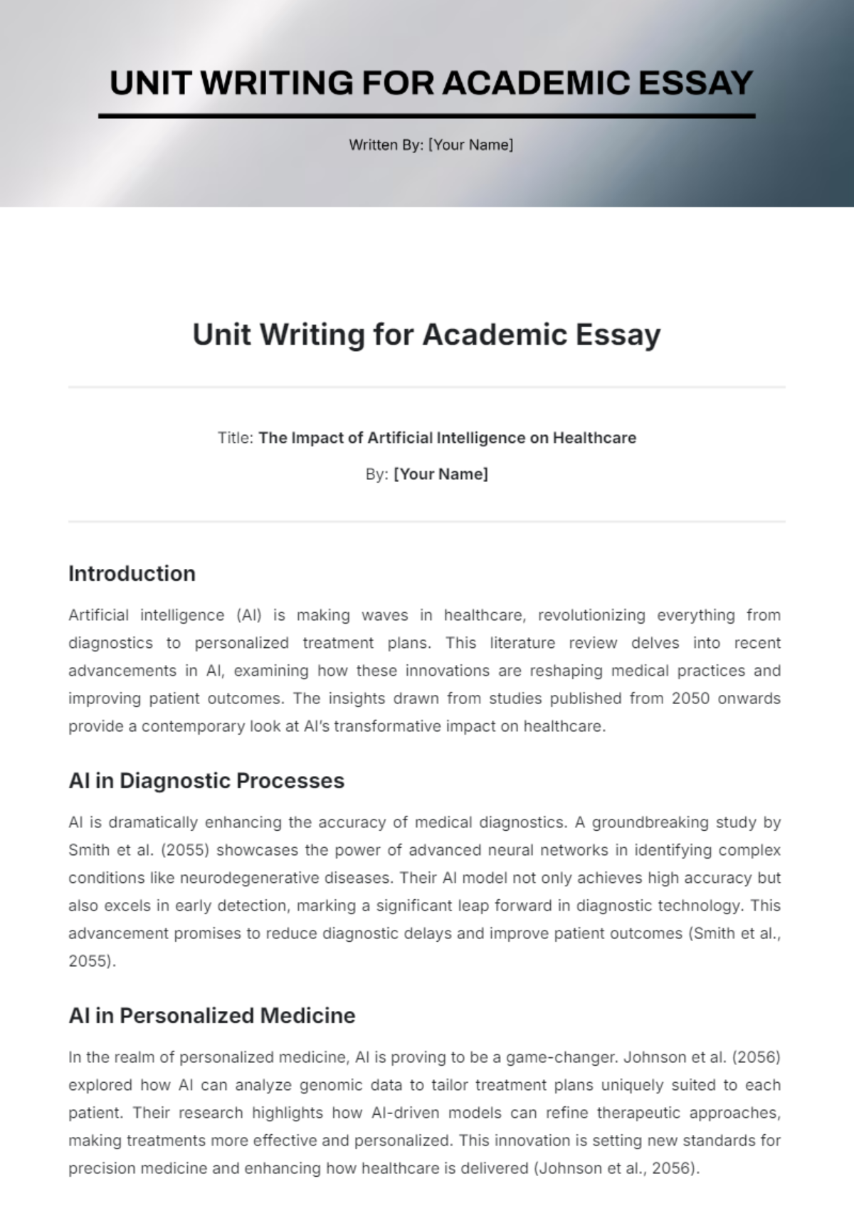 Unit Writing for Academic Essay Template - Edit Online & Download